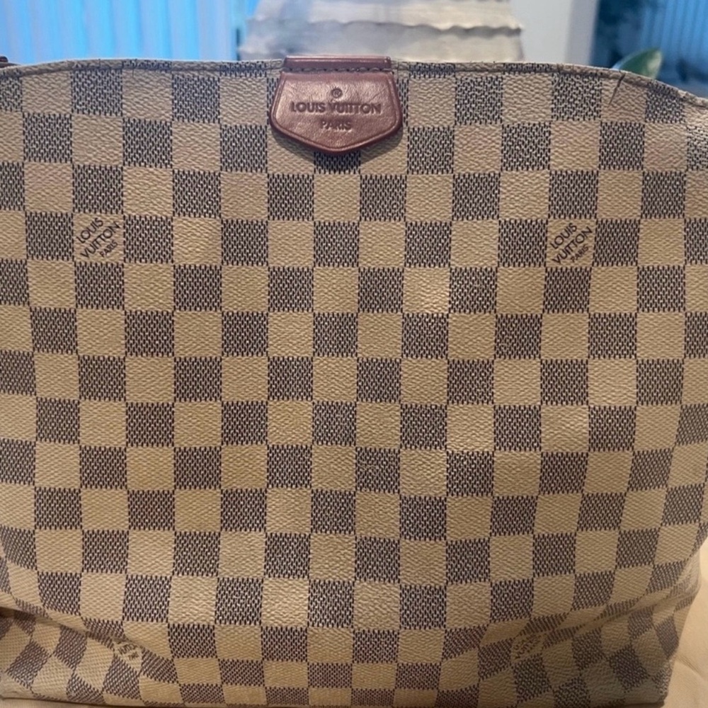 Designer-Inspired Checkered Tote Bag in Beige and Brown - Picture 2 of 16